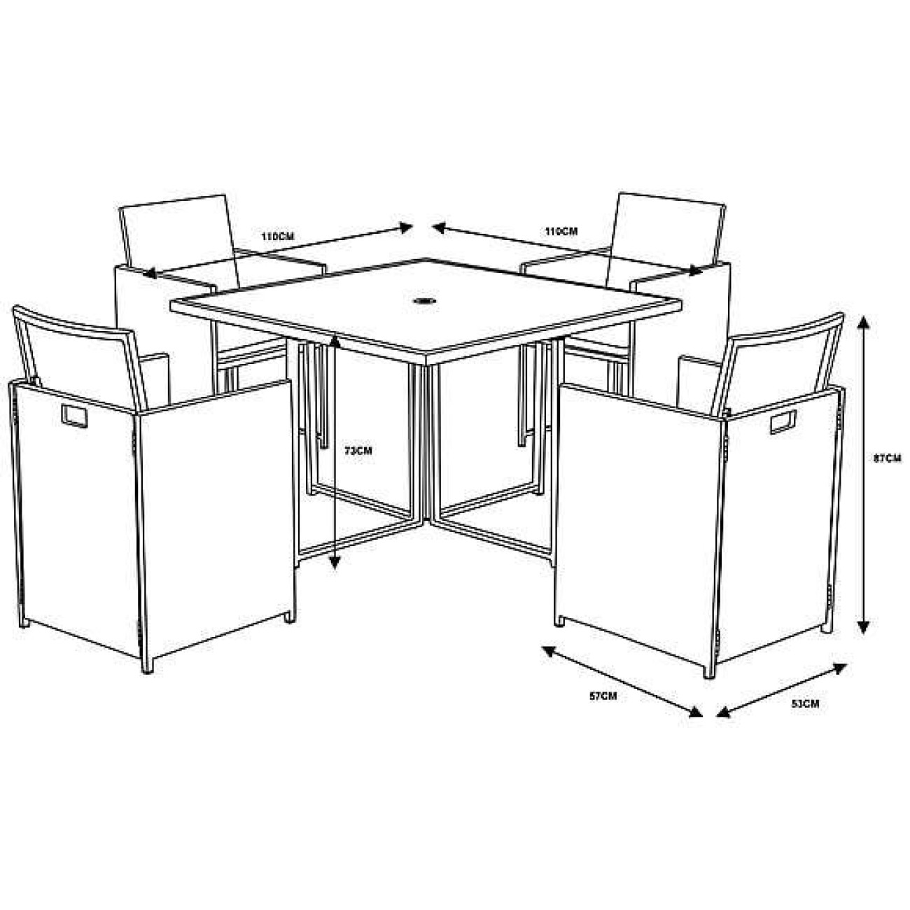 Brand New Grey Rattan Cube Garden Dining Set Table