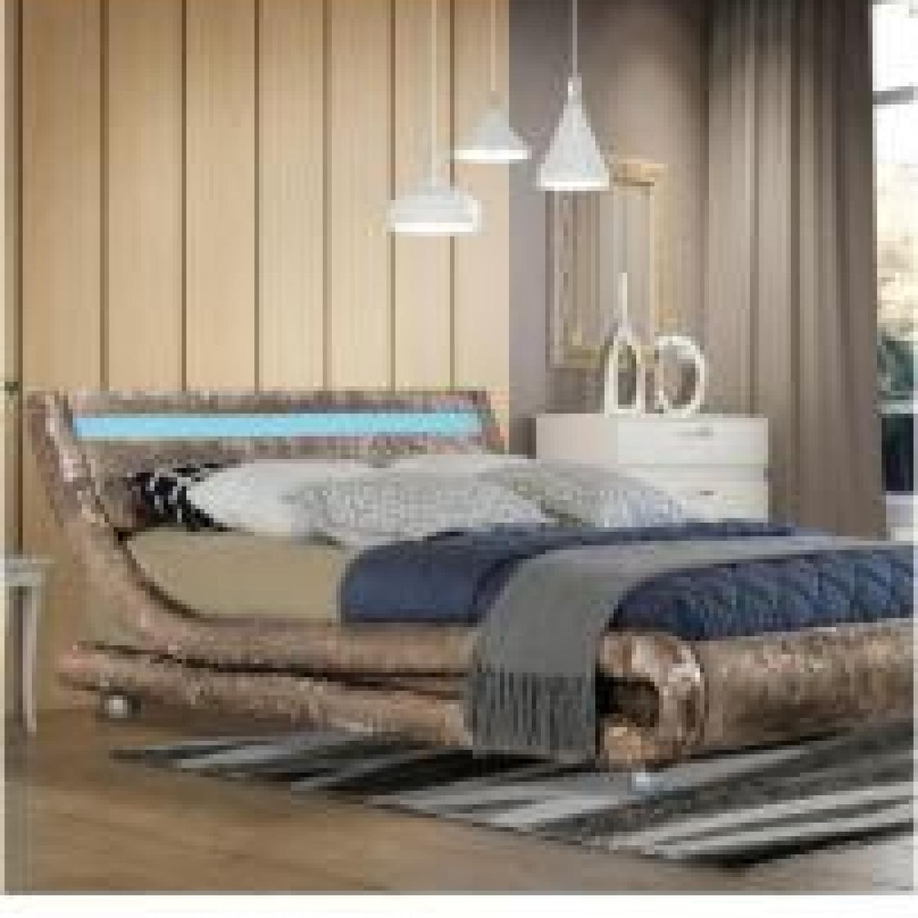 Champagne crush velvet double bed ??