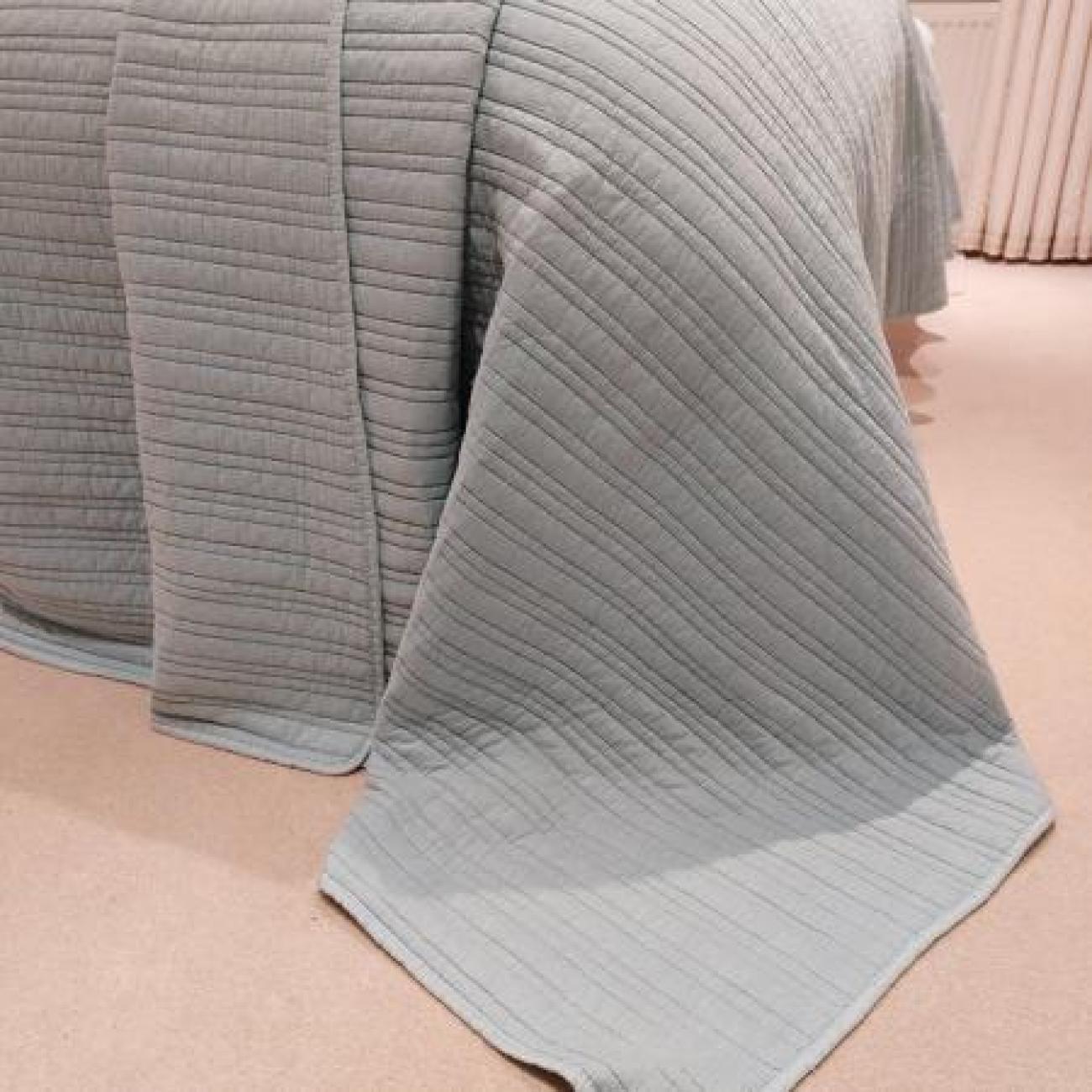 Double Quilted Throwover Bedspread colour Duck Egg