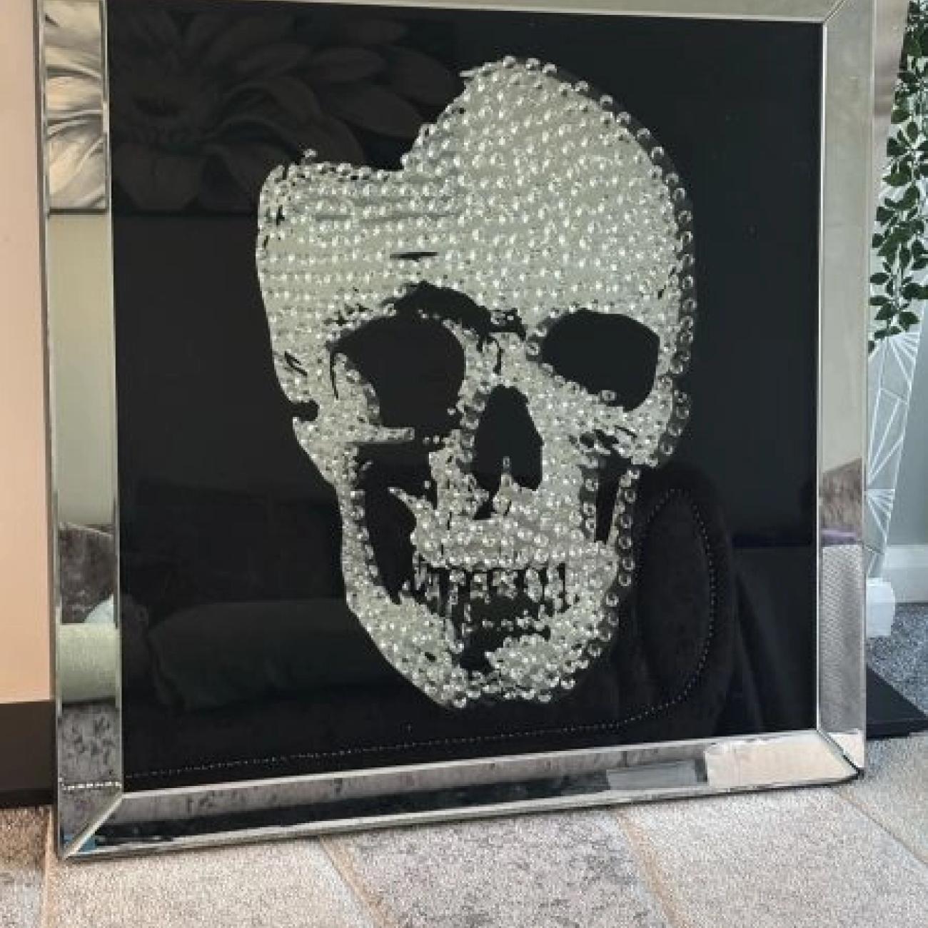 Crystal Daimonty Skull Picture Frame Mirror 90 x 90cm