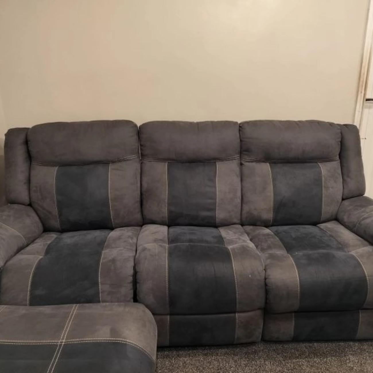 ScS Recliner 4 Piece Sofa Set with cupholders, Grey/Navy