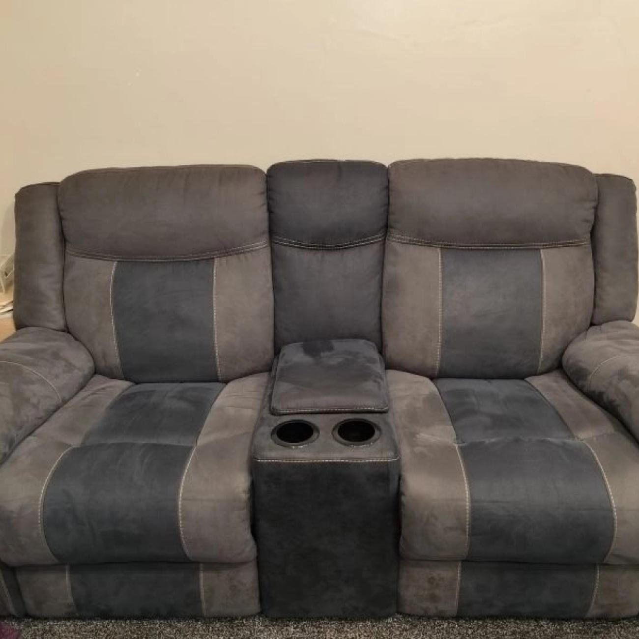 ScS Recliner 4 Piece Sofa Set with cupholders, Grey/Navy