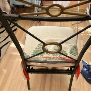 Glass on top of Metal Frame Dining Table and 6 Metal Chairs for Sale