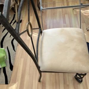 Glass on top of Metal Frame Dining Table and 6 Metal Chairs for Sale