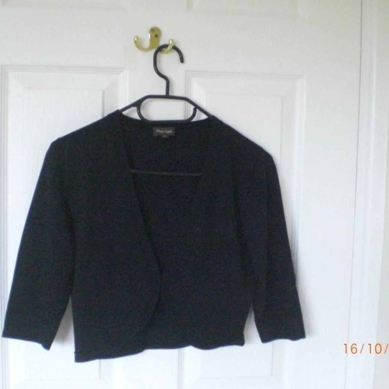 Dress, short-sleeved, black with sequins and tassels, size 10 [Roots]
