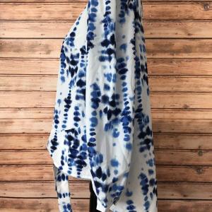 Love Mark Heyes White/Blue Tie Dye Print Tie Front Top