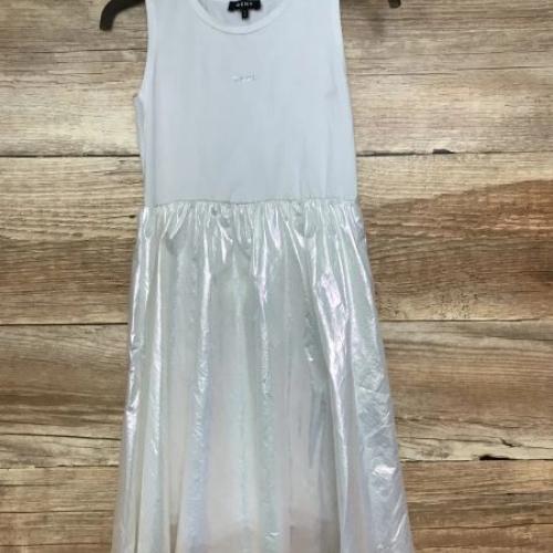 DKNY White Sleeveless Dress with Shiny Skirt