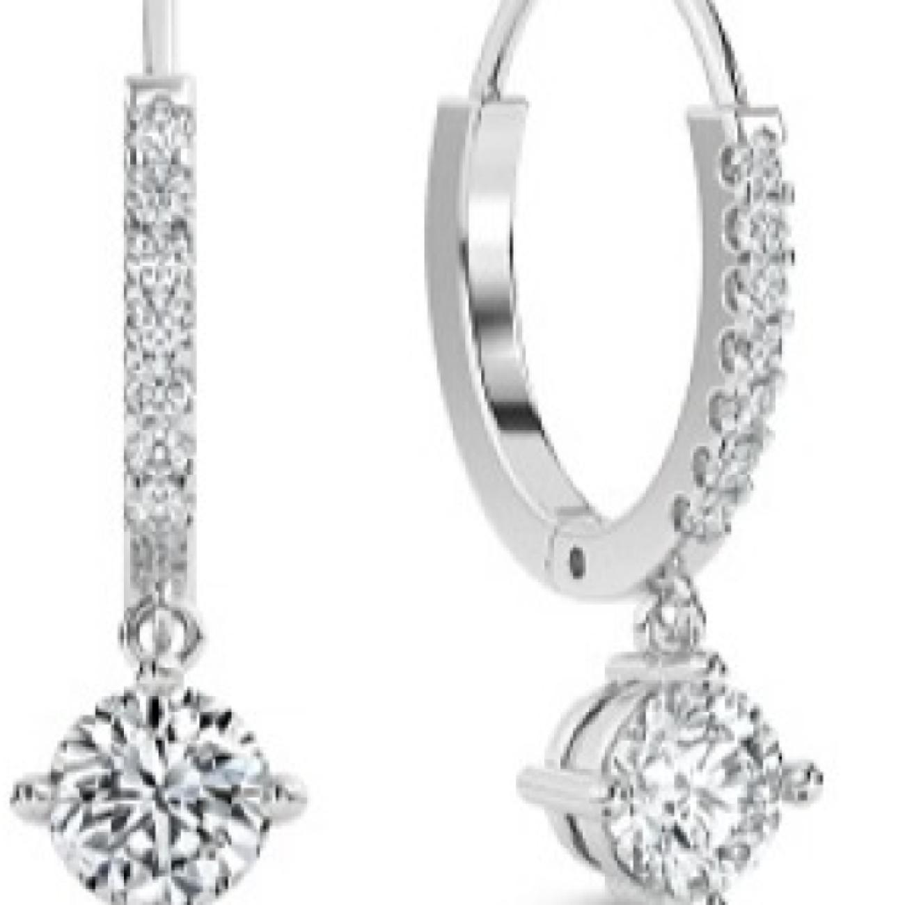 Round Drop Diamond Earrings