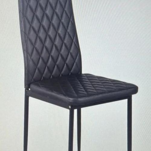 Panana Faux black Leather diamond high back dining chairs.