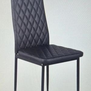 Panana Faux black Leather diamond high back dining chairs.