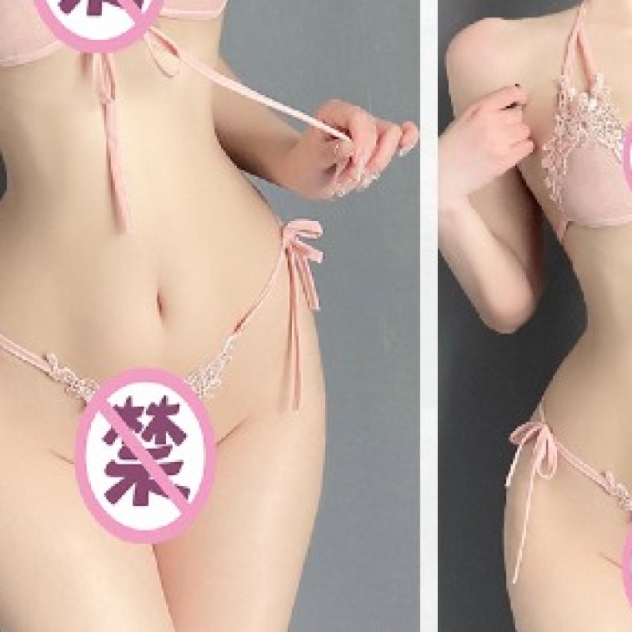 Sexy Lingerie Lace Bra Panty Garter Stockings Suit Set Three-Point Open Crotch Mesh Bikini