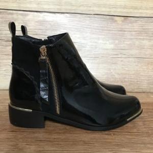 Lunar Low Heel Patent Ankle Boots