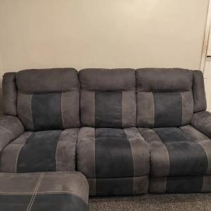 ScS Recliner 4 Piece Sofa Set with cupholders, Grey/Navy
