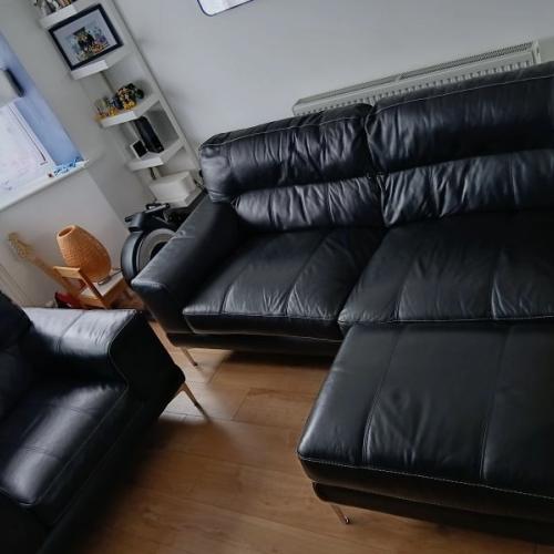 Leather sofa and chair