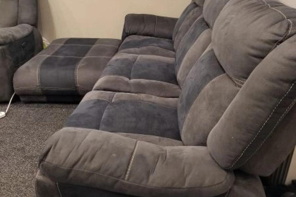 ScS Recliner 4 Piece Sofa Set with cupholders, Grey/Navy