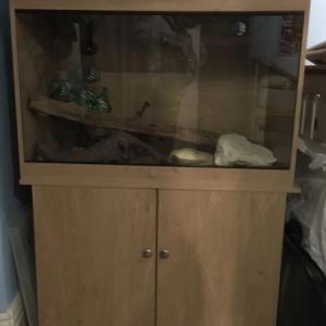 Reptile vivarium with matching cabinet and accessories