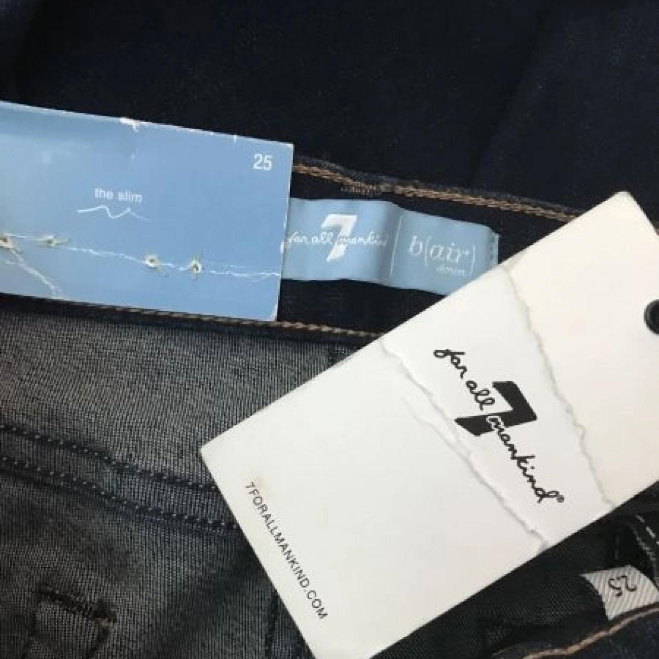 7 For All Mankind Blue Mid Rise Roxanne Slim Fit Jeans