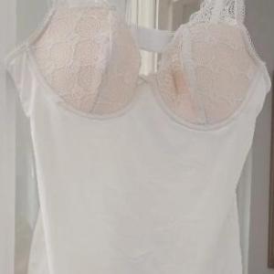Jessica Simpson Bra Top Camisole Women's Large White Lace Underwired Padded Cups