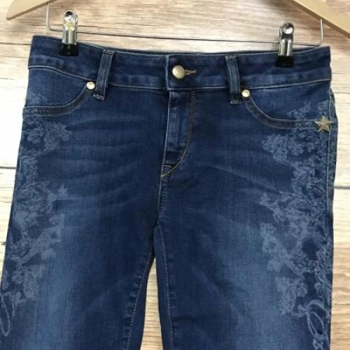 Just Cavalli Blue Skinny Leg Jeans with Bleached in Leg Design on Side