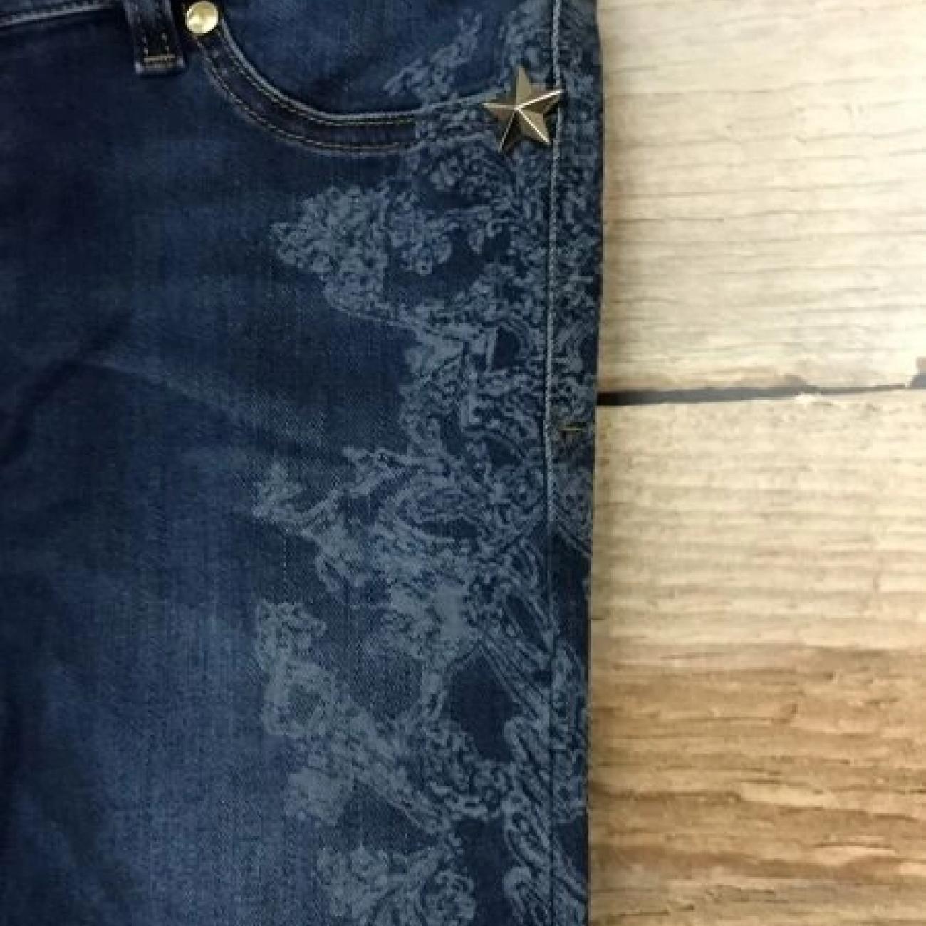 Just Cavalli Blue Skinny Leg Jeans with Bleached in Leg Design on Side