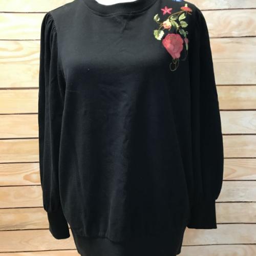 Black Floral Embroidered Jumper