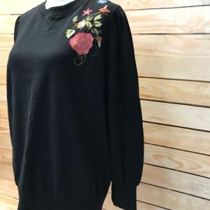 Black Floral Embroidered Jumper