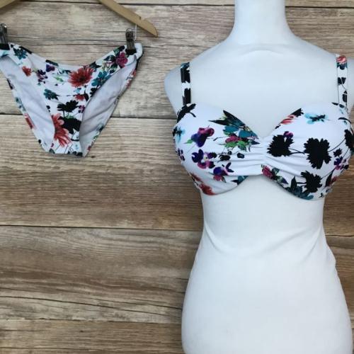 BonPrix Collection White Bikini with Floral Print