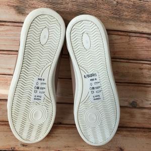 Kaleidoscope Nude Leather Scallop Detail Trainers