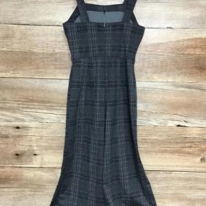 Yumi Grey Checked Sleeveless Dungaree Style Jumpsuit