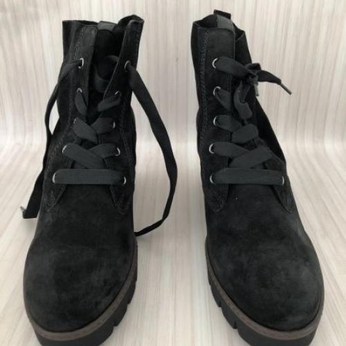 Gabor Black Suede Wedge Lace up Ankle Boots
