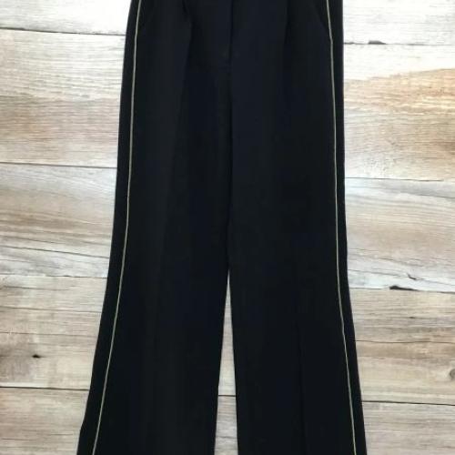 Biba Black Wide Leg Trousers with Gold Trim Detail