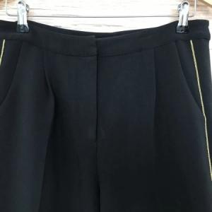 Biba Black Wide Leg Trousers with Gold Trim Detail