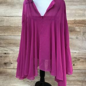 Star by Julien Macdonald Hot Pink Poncho Bat Wing Sleeve Sheer Top with Cami