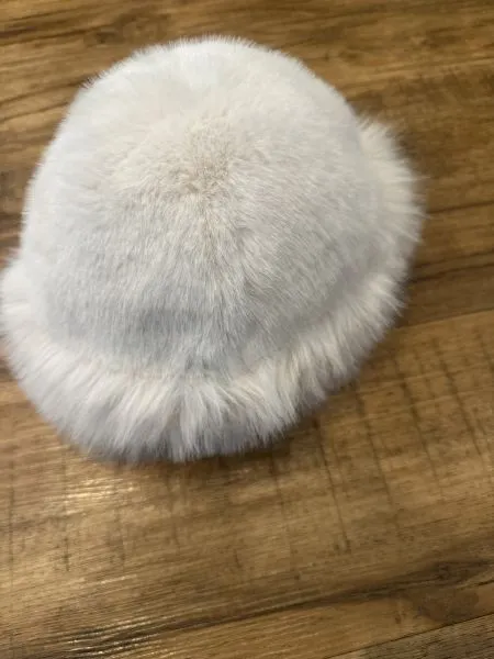 Cream Faux Fur Bucket Hat — Soft Fluffy Winter Hat