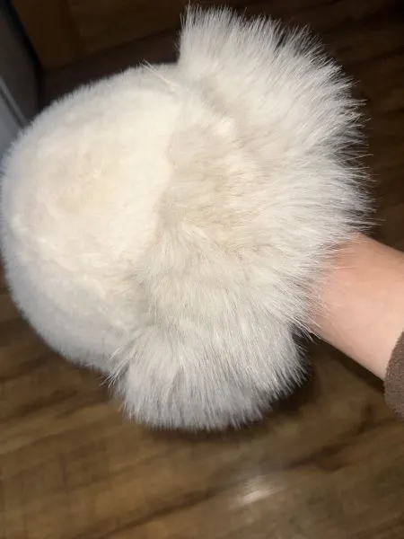 Cream Faux Fur Bucket Hat — Soft Fluffy Winter Hat