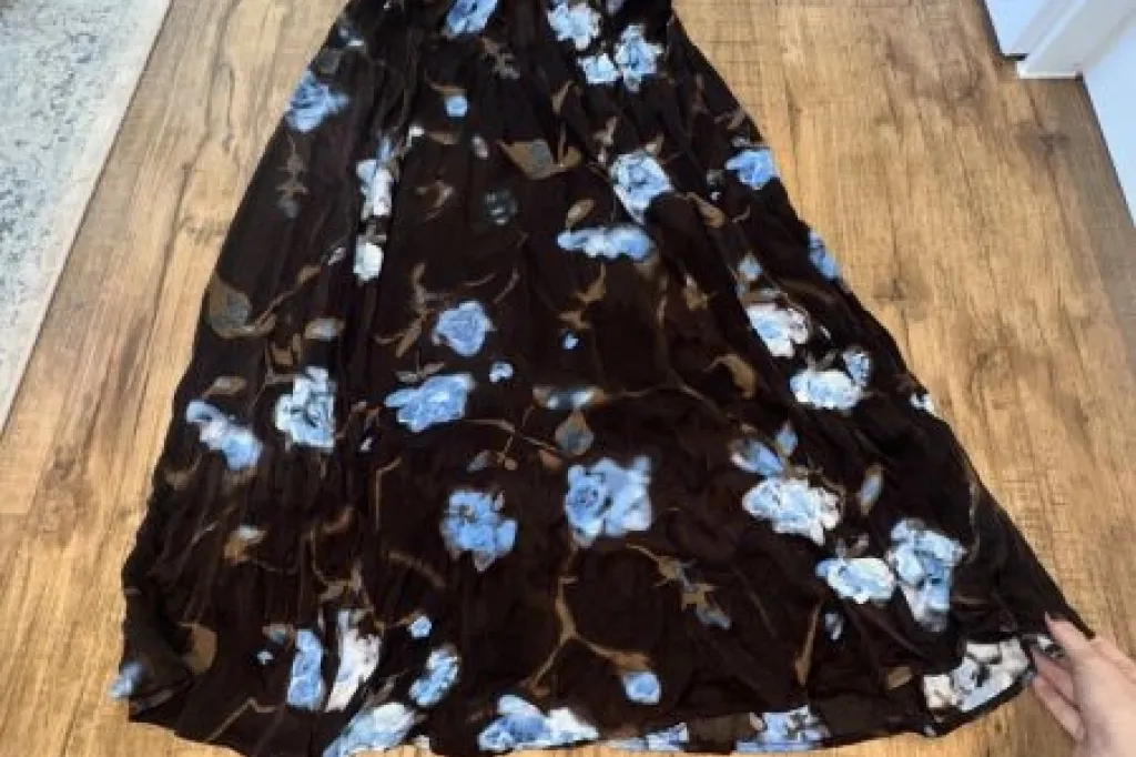 & Other Stories Maxi Dress — Brown & Blue Floral — Size S