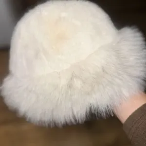 Cream Faux Fur Bucket Hat — Soft Fluffy Winter Hat
