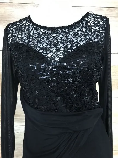 Lipsy Black Michelle Keegan Long Sleeve Lace Chested Dress