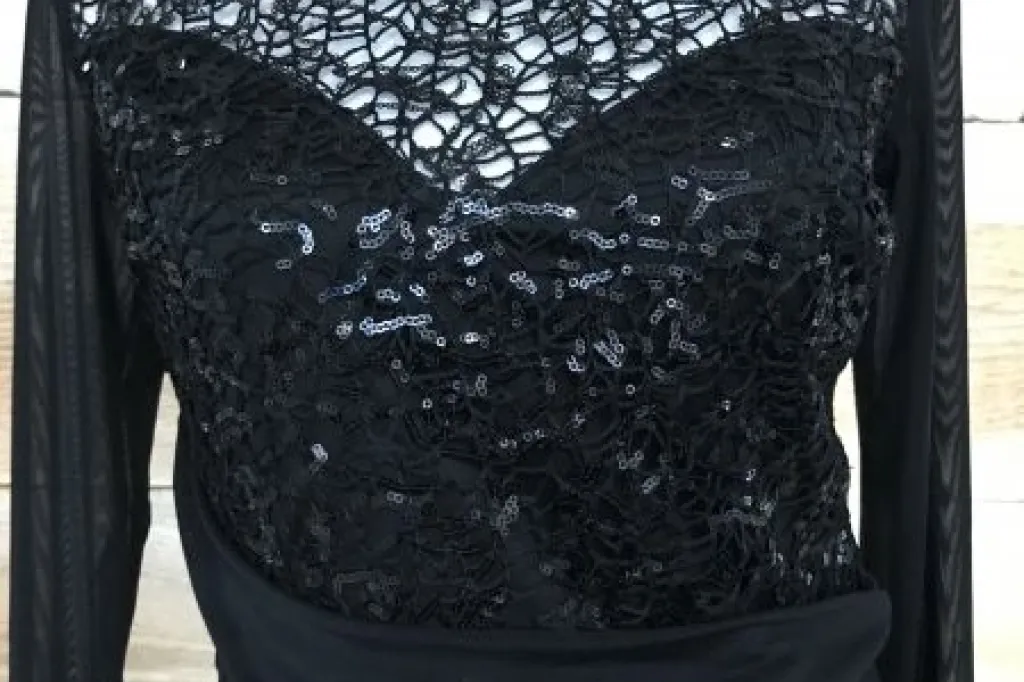 Lipsy Black Michelle Keegan Long Sleeve Lace Chested Dress