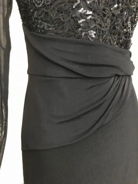 Lipsy Black Michelle Keegan Long Sleeve Lace Chested Dress