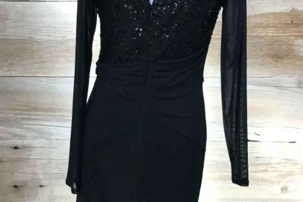 Lipsy Black Michelle Keegan Long Sleeve Lace Chested Dress
