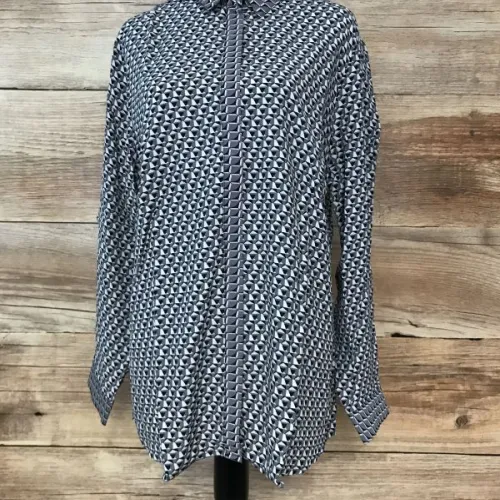 Rick Cardona Grey, Black & Pink Pattern Blouse