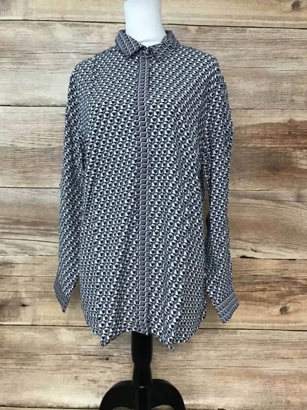 Rick Cardona Grey, Black & Pink Pattern Blouse