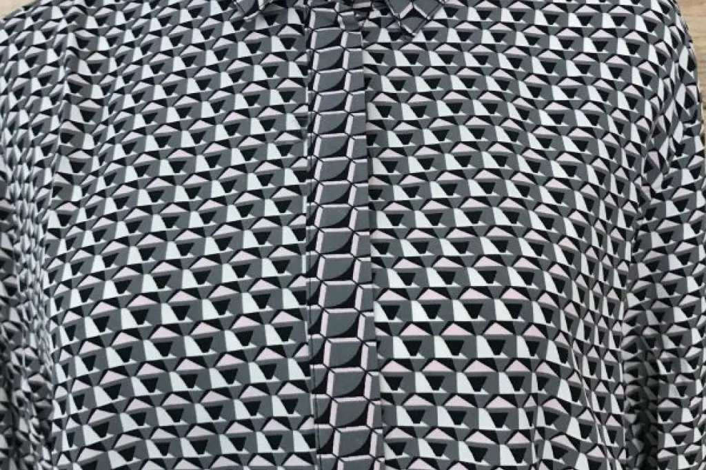 Rick Cardona Grey, Black & Pink Pattern Blouse