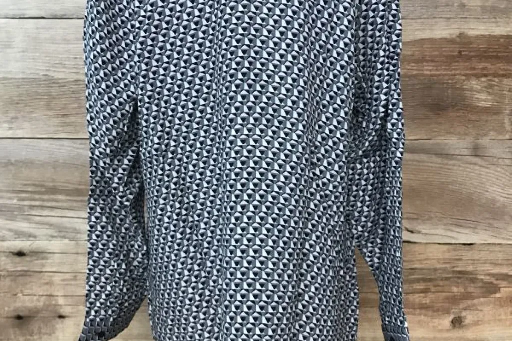 Rick Cardona Grey, Black & Pink Pattern Blouse