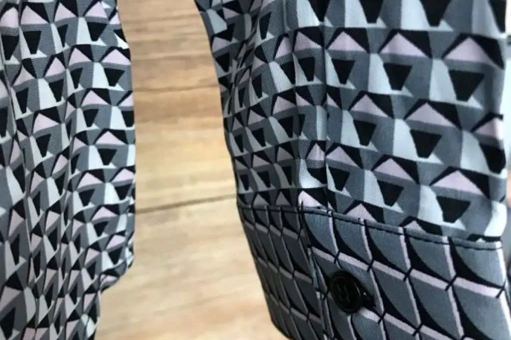 Rick Cardona Grey, Black & Pink Pattern Blouse
