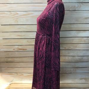 Bodyflirt Dark Pink/Black Patterned Long Sleeve Dress