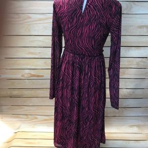 Bodyflirt Dark Pink/Black Patterned Long Sleeve Dress