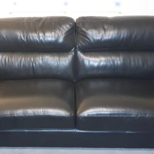 DFS ALTO Comfortable 3 Seater 2 cushion Sofa in Black - Real Leather, nearly new