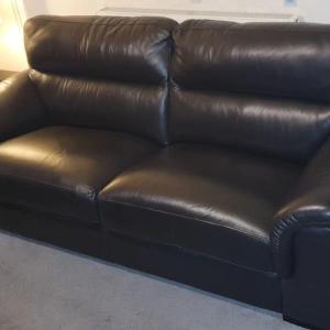DFS ALTO Comfortable 3 Seater 2 cushion Sofa in Black - Real Leather, nearly new